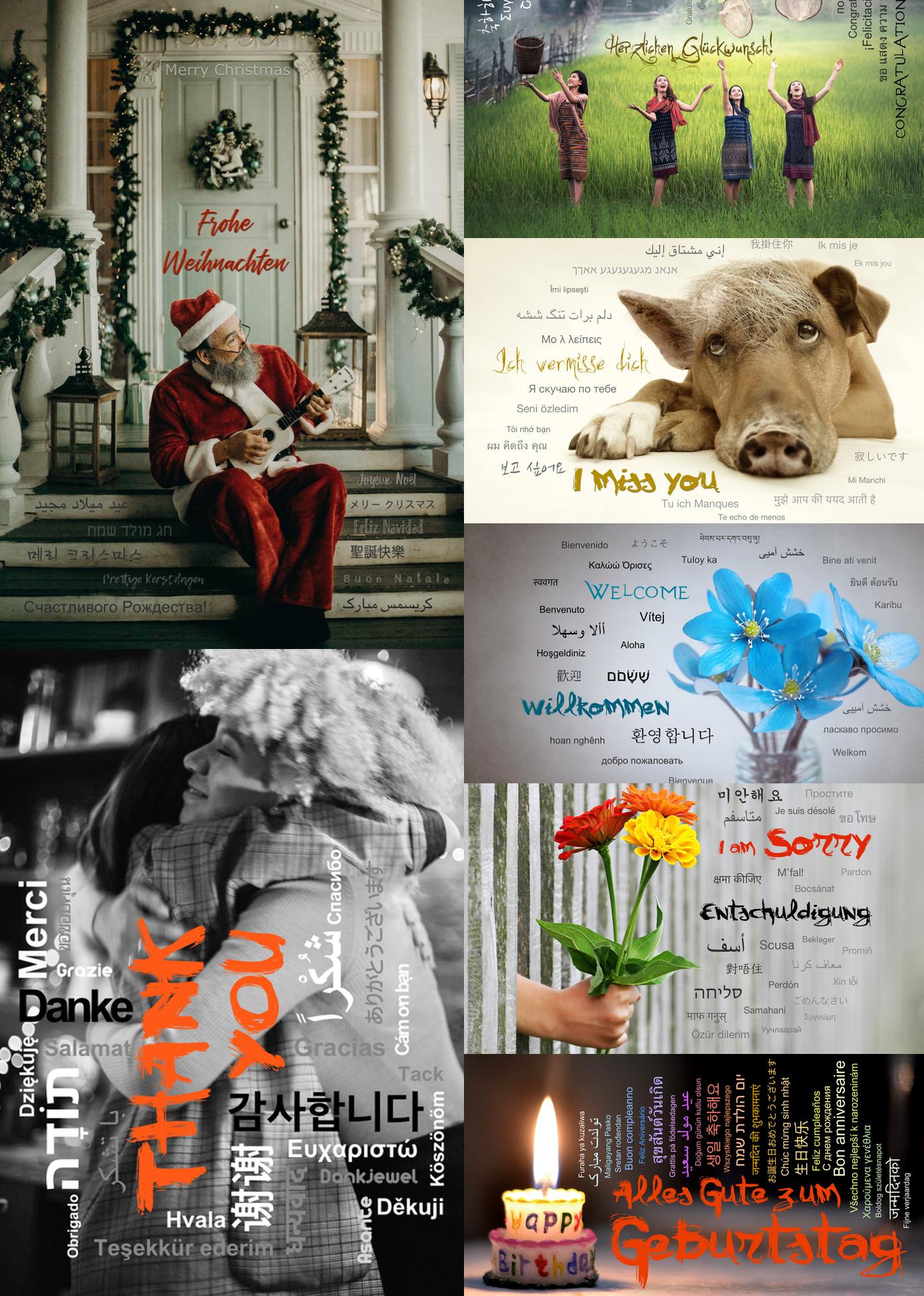 Postkarte "Happy Birthday", in 26 Sprachen - LILLYPARK