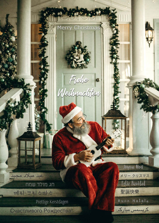 Postkarte "Frohe Weihnachten", in 14 Sprachen